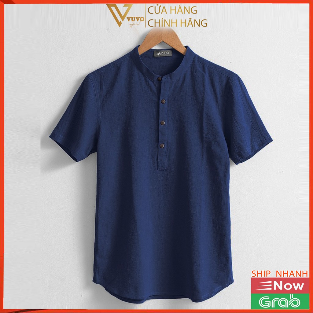 Áo Đũi Nam Cổ Tàu, Sơ Mi VuVo Official Tay Ngắn 4 Khuy Cao Cấp | BigBuy360 - bigbuy360.vn