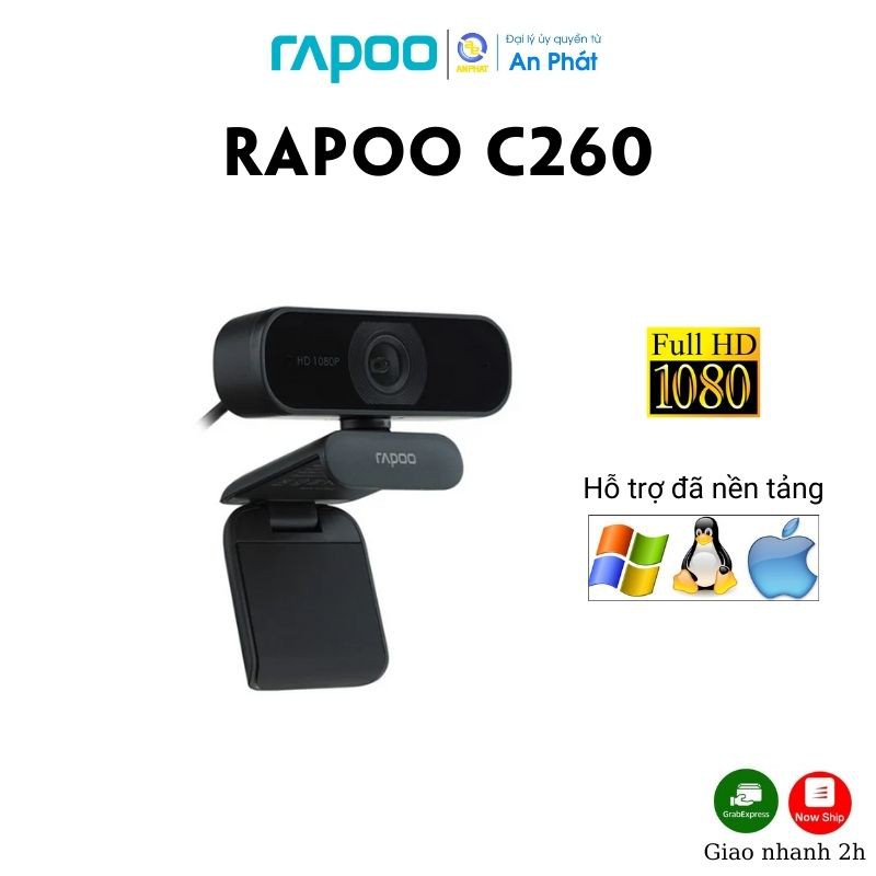 Webcam Rapoo C260 / C200 - tương thích Win/ Mac/ Linux - phân giải HD 720p - 1080p