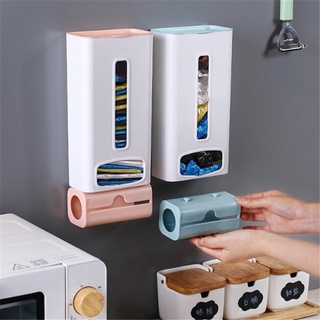 Convenient wall-mounted 2-compartment nylon garbage bag bag box