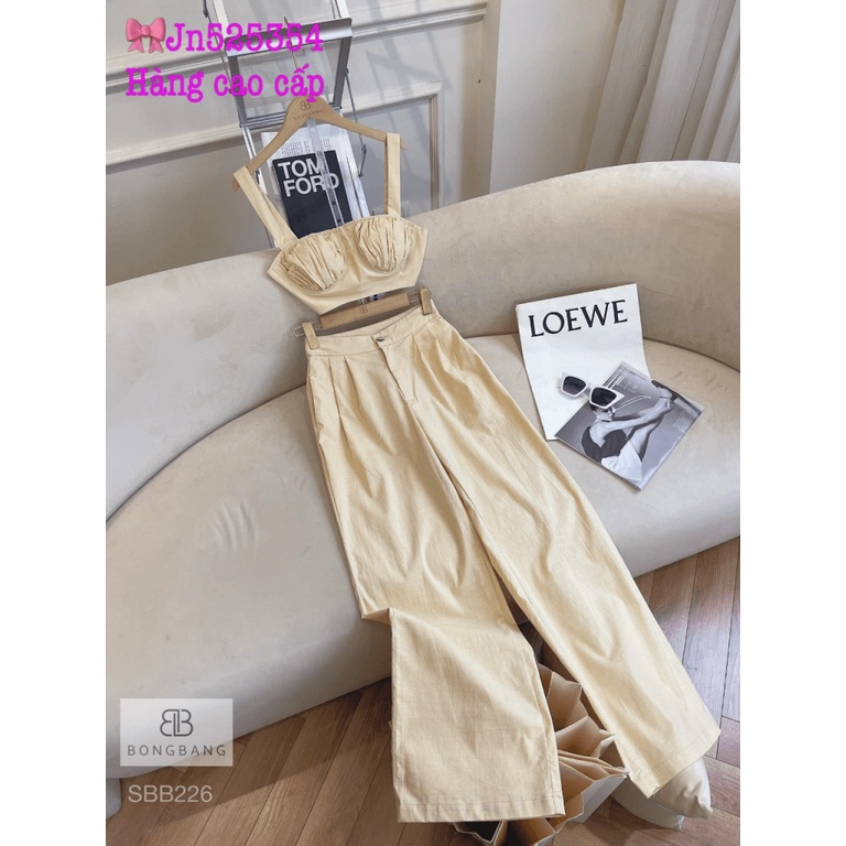 (Free Ship) Sét Linen 2 Dây Quần Dài Cực Tôn Dáng