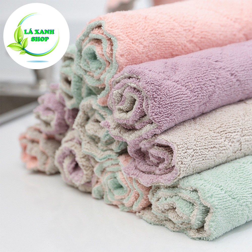 Khăn Lau Bát Đĩa T2 SIZE 21X13,5Cm Sợi Cotton Thấm Hút Nước - Khăn Lau Bếp Lau Tay Đa Năng 2 Mặt Dày Dặn