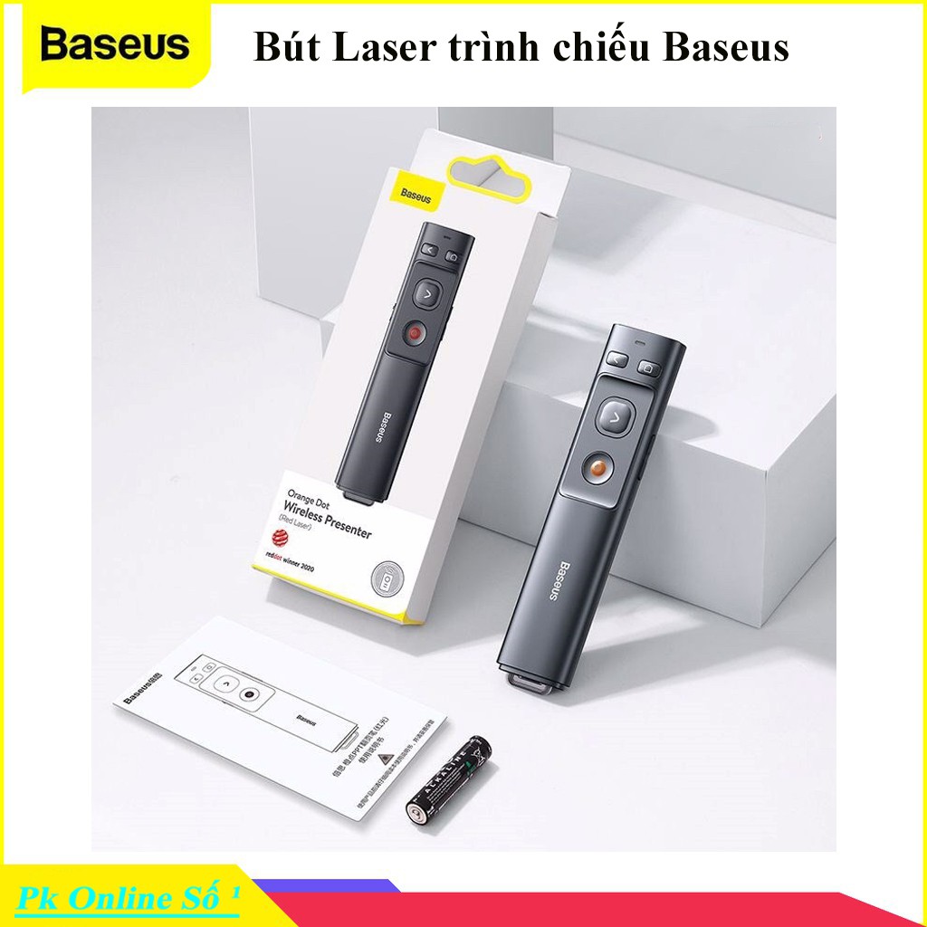 Bút Laser trình chiếu Baseus Orange Dot Wireless Presenter cho Laptop/ Macbook(100m. 2.4Ghz USB/Type-C Receiver...)