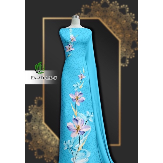 Vải áo dài trắng in hoa