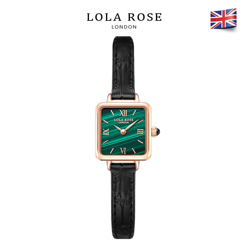 Đồng hồ nữ mặt vuông nhỏ Lolarose đá malachite tự nhiên cá tính nhỏ gọn thời thượng bảo hành 2 năm LR2228