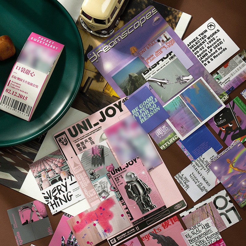 Set 60 miếng hình dán trang trí  Rainbow Paradise card sticker set