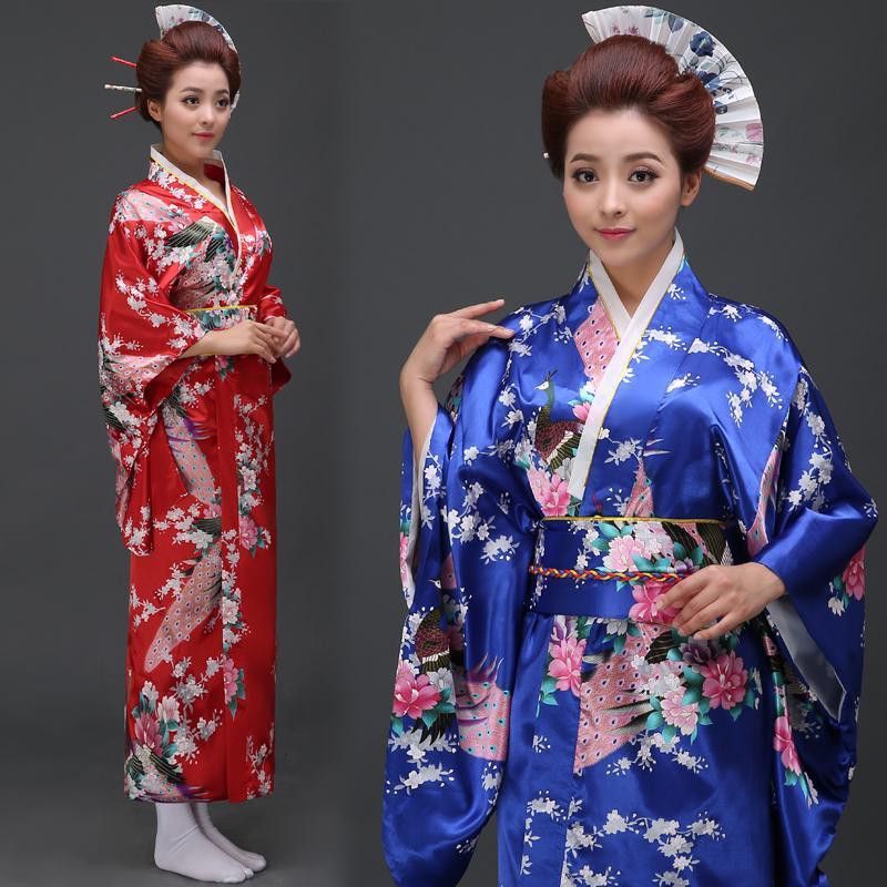 Áo Khoác Kimono Dáng Dài Họa Tiết Chim Hạc Phong Cách Truyền Thống Nhật Bản