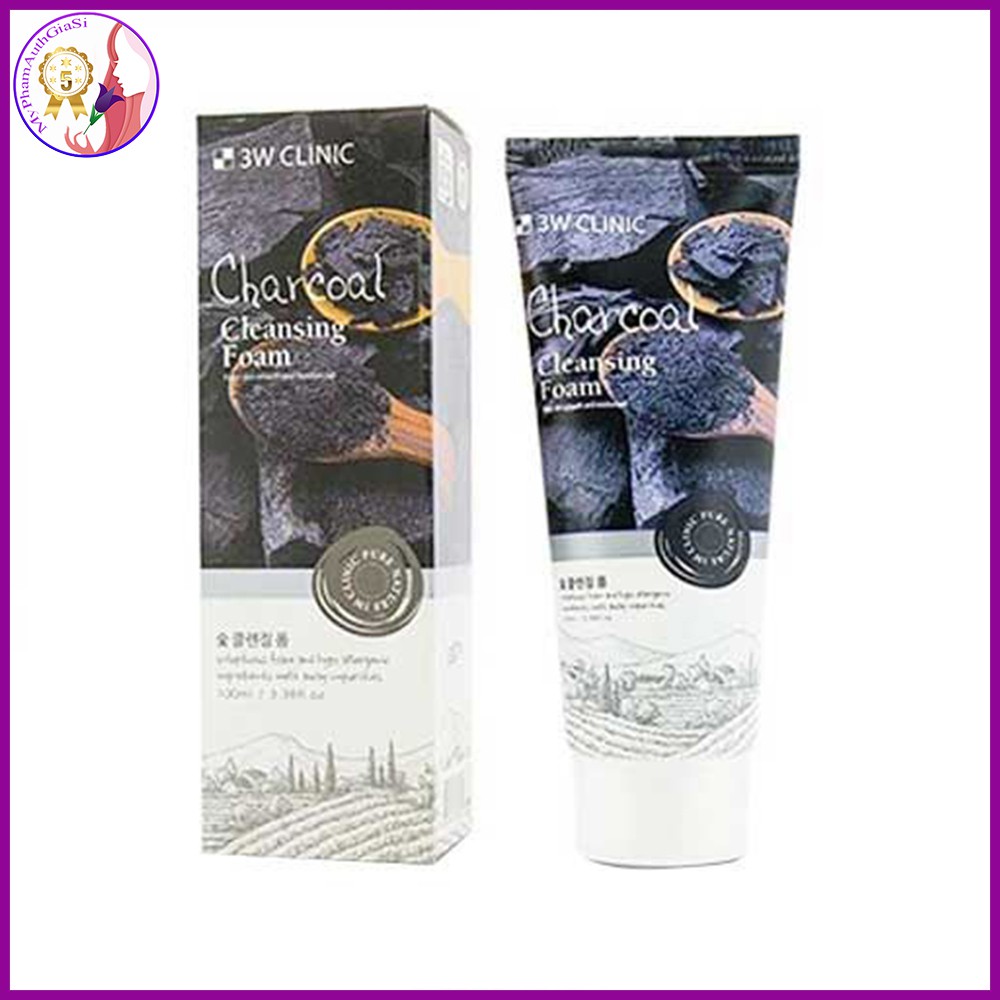 Sữa rửa mặt than hoạt tính 3w clinic charcoal cleansing foam