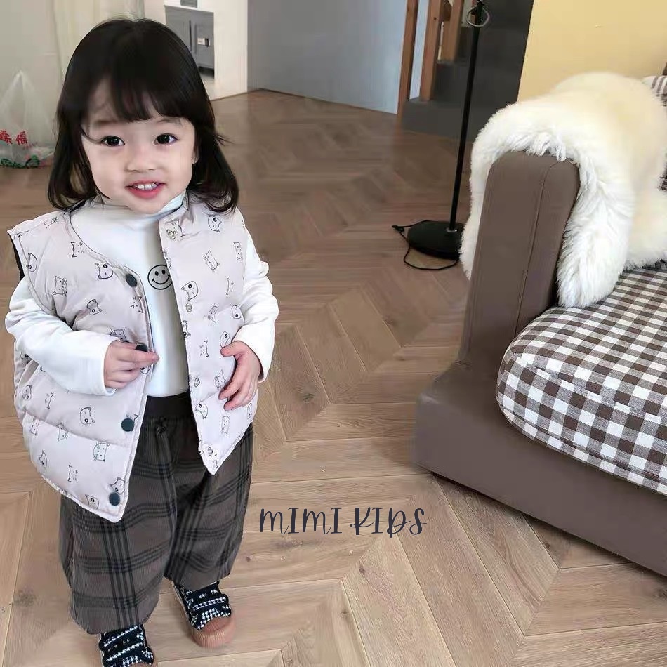 Áo phao gile lông vũ siêu nhẹ họa tiết đáng yêu cho bé Mimi Kids AK03