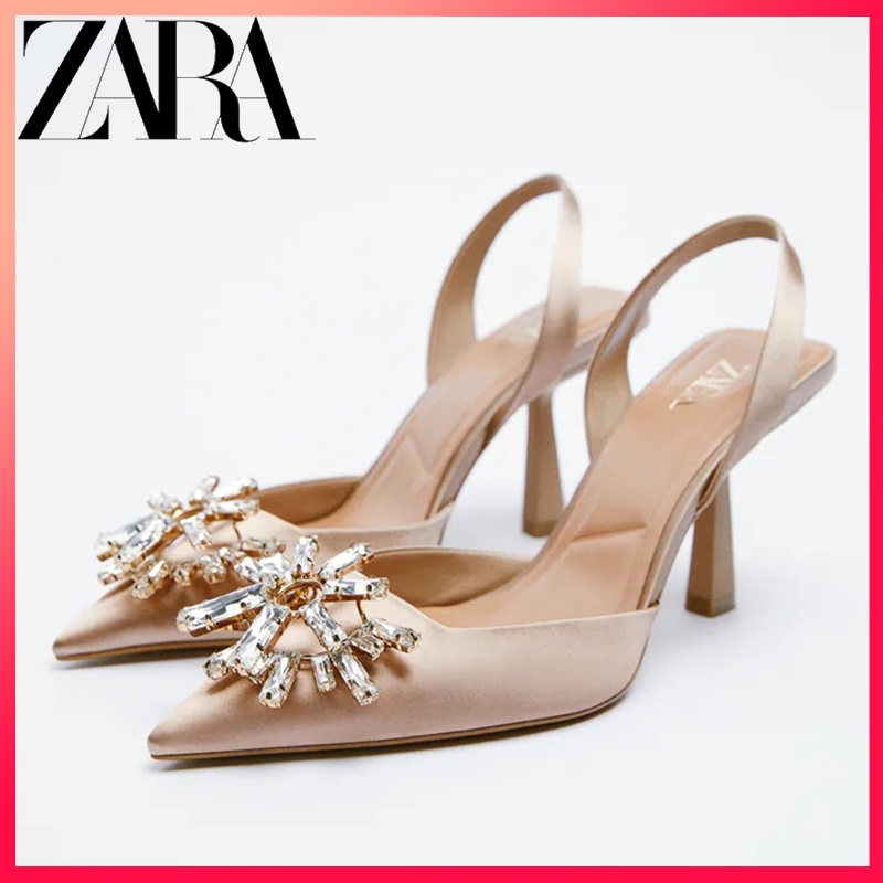 Zara Giày Mũi Nhọn Đính Đá Thời Trang Dành Cho Nữ