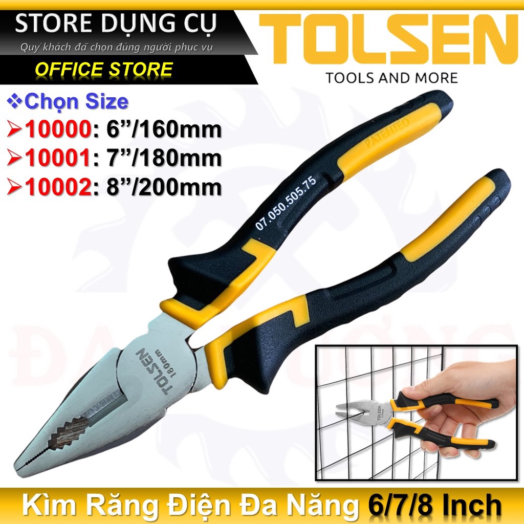 Kìm Răng Điện Đa Năng TOLSEN 6"/160mm, 7"/180mm, 8"/200mm - 10000 / 10001/ 10002 | Kềm Răng Điện Đa Năng Tolsen