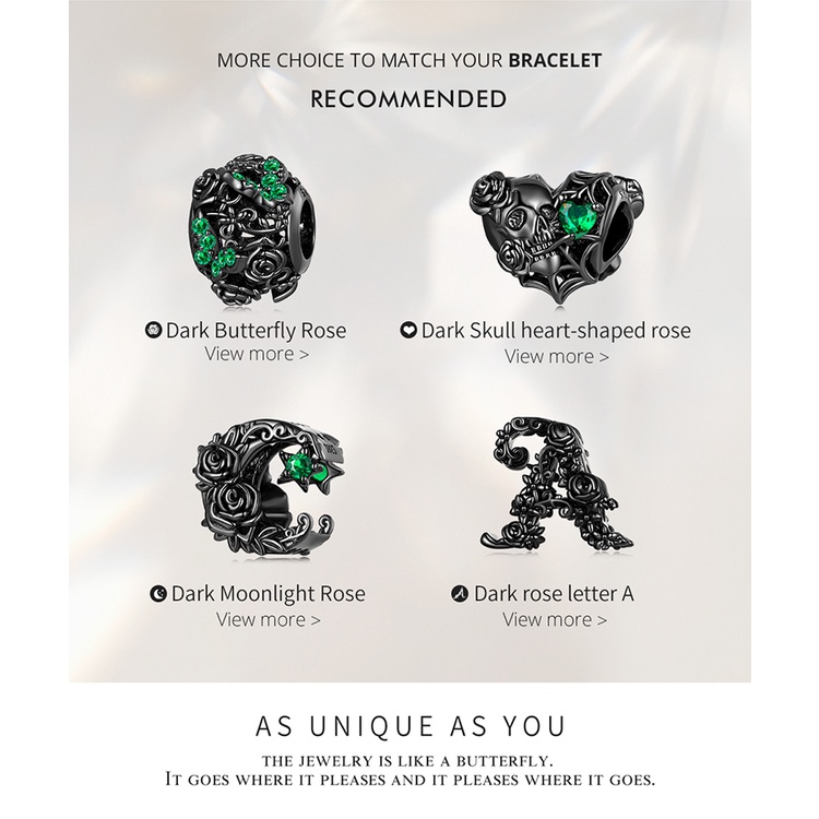 Mặt vòng tay BAMOER bạc 925 hình trái tim/ hoa hồng/ bướm chữ cái DIY dành cho nữ