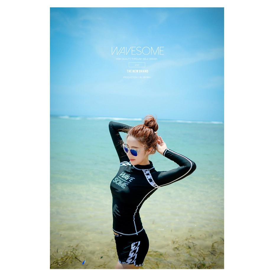 Long sleeved swimwear with shorts for women | BigBuy360 - bigbuy360.vn