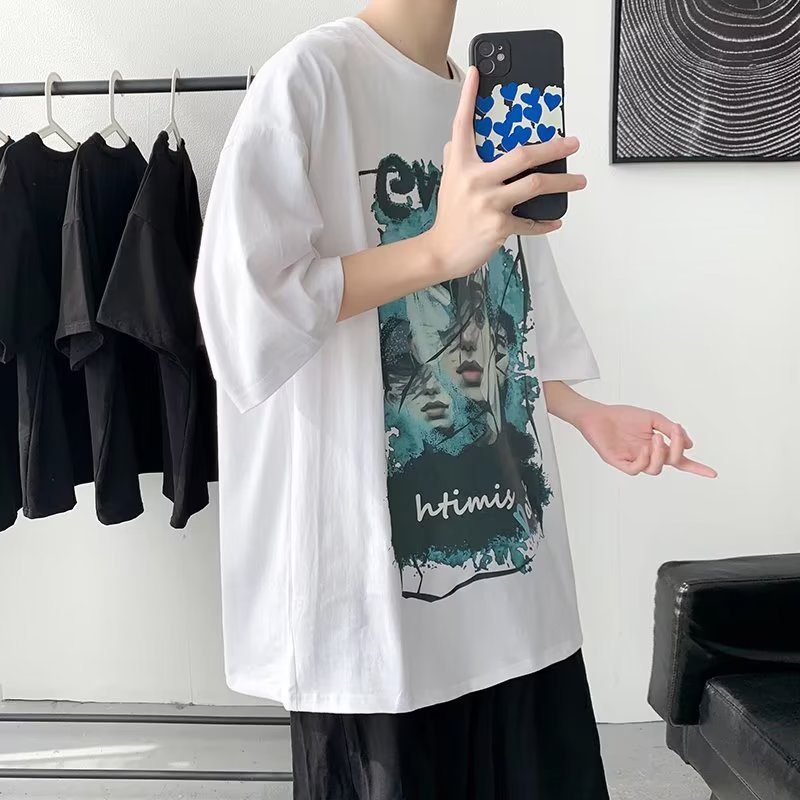 Áo Thun Tay Ngắn Dáng Rộng In Họa Tiết Hoạt Hình Phong Cách Hip Hop Nhật Bản Thời Trang Cho Nam Và Nữ size M-8XL