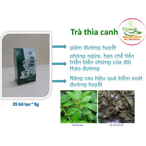 Trà Thìa Canh Thái Hưng Khắc Tinh Tiểu Đường Ổn Định Đường Huyết 25 Túi Lọc 125gr (Sỉ-Lẻ)