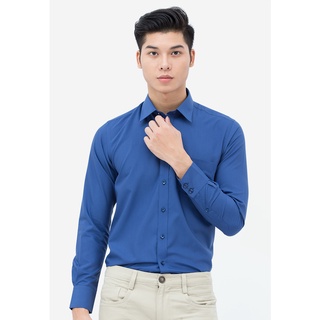 Áo sơ mi nam tay dài vạt bầu Slim Fit Vĩnh Tiến 330 - xanh than