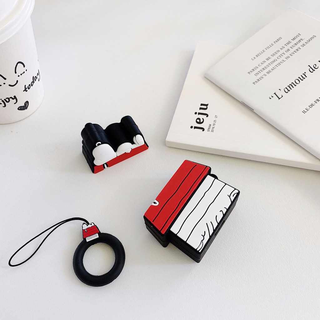 Vỏ silicon bảo vệ hộp sạc tai nghe bluetooth không dây airpods 1/2/pro hình ngôi nhà và chú chó Snoopy