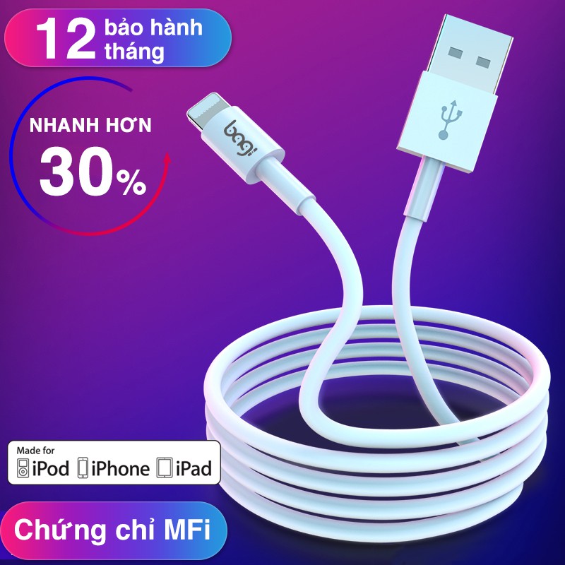 Cáp sạc Lightning thương hiệu Bagi chuẩn MFi của Apple - PHÂN PHỐI CHÍNH THỨC