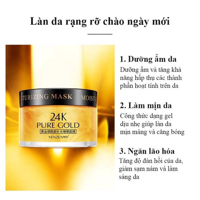 Mặt nạ ngủ dưỡng ẩm sáng da VENZEN tinh chất vàng 24K