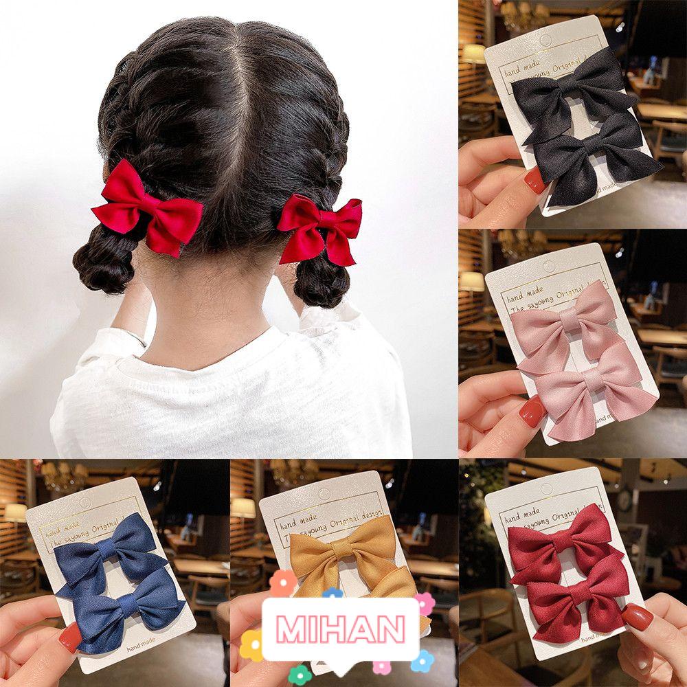 MIHAN1 2Pcs Sweet Bow Headgear Gifts Kids Hair Clips Baby Hairpins Hair Accessories Cute Solid Color Little Girl Bowknot Barrettes/Multicolor