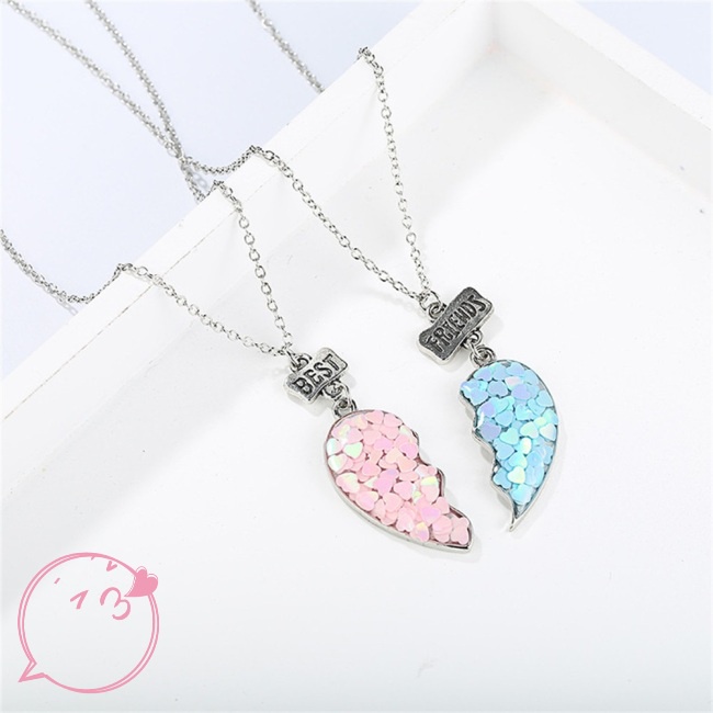 Set 2 Vòng cổ Tình Bạn BFF Hình Trái Tim Cho Cặp Đôi