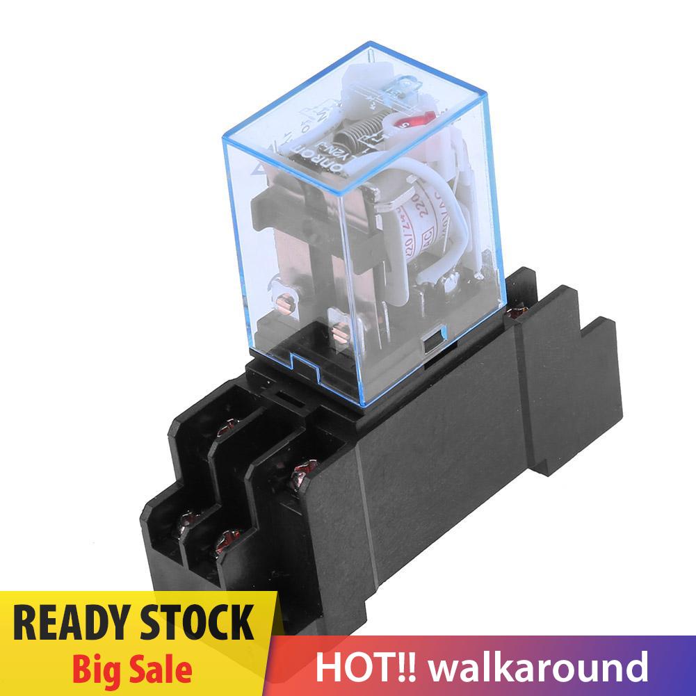 walkaround 220V 10A LY2NJ Mini 8 Pin Coil Power Electric Relay With Socket Base Black