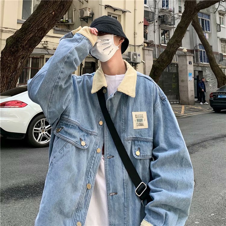 Áo khoác jean màu trơn cổ bẻ thời trang cho nam fashion simple denim jacket unisex bigsize jacket nam form rộng có cổ