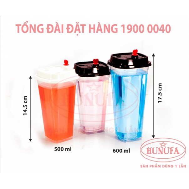 10 LY NHỰA PP CỨNG VUÔNG 600ML 90MM gồm nắp