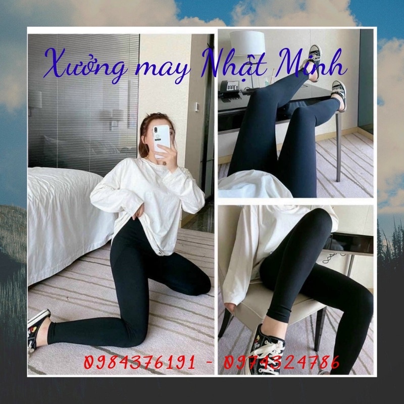 Quần legging nữ chất vải cotton kèm túi hm co giãn 4 chiều Combo quà tặng kẹo