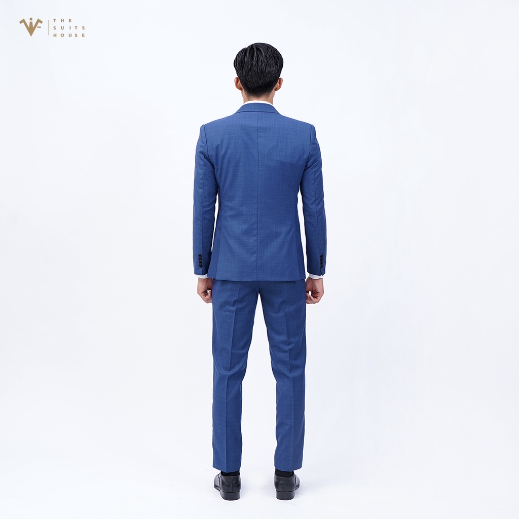 Bộ vest nam xanh sọc nhuyễn 1 khuy 2 túi, suits sartorial The Suits House