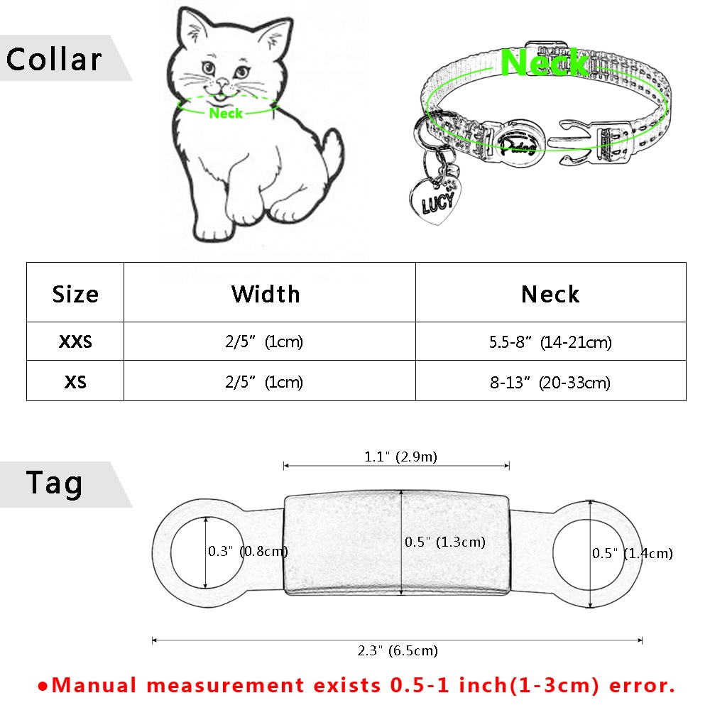 Vòng Cổ Nylon Màu Phản Quang Gắn Thẻ Tên Có Thể Điều Chỉnh Kèm Dây Đeo Cổ Dùng Cho Thú Cưng