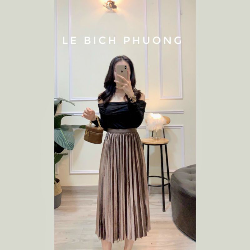 chân váy xếp ly dài mặc được 2 mặt dáng hàn mặc xinh | BigBuy360 - bigbuy360.vn