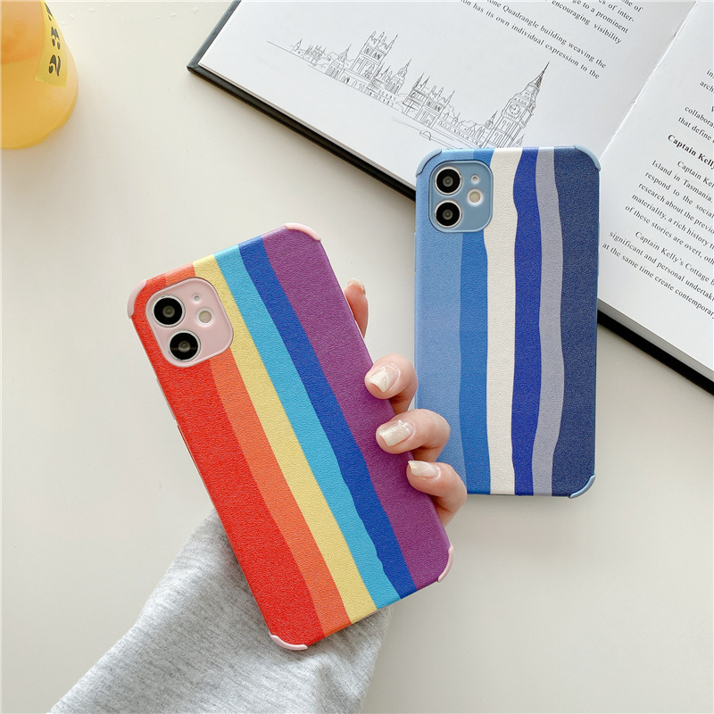 ốp lưng iPhone case Rainbow Leather phone case shockproof Luxury Design for iPhone 11 11pro 12 12promax