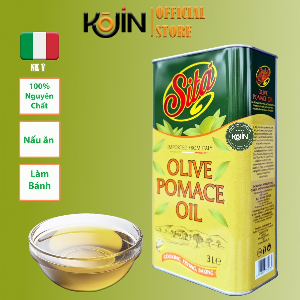 Dầu Olive Kojin Hiệu Sita CHÍNH HÃNG Ý Dầu Oliu Nguyên Chất Dùng Nấu Ăn Làm Bánh Can Thiếc 3L