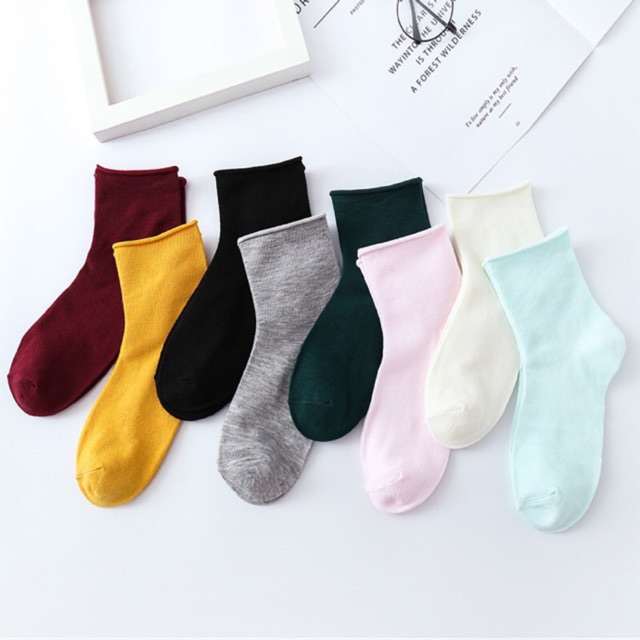 Tất cổ thấp vintage không gân trơn đủ màu | BigBuy360 - bigbuy360.vn
