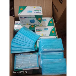 (Sỉ =Lẻ ) Hộp Khẩu trang 4 lớp kháng khuẩn màu xanh 50 cái