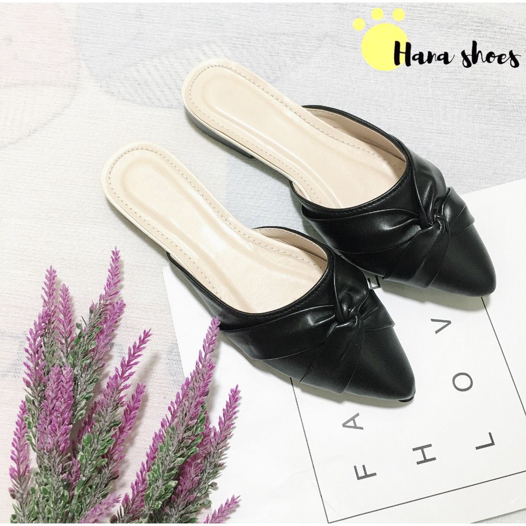 Dép sục nữ nơ xoắn điệu đà da mềm êm chân SU6