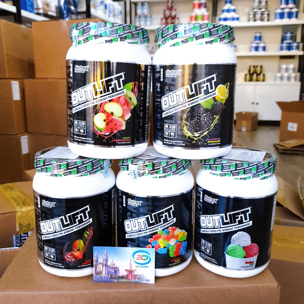 Outlift Pre-Workout Mạnh Nhất Thế Giới, Nước Uống Tăng Lực Made in USA, Citrulline, BCAA, Creatine, Beta-Alanine