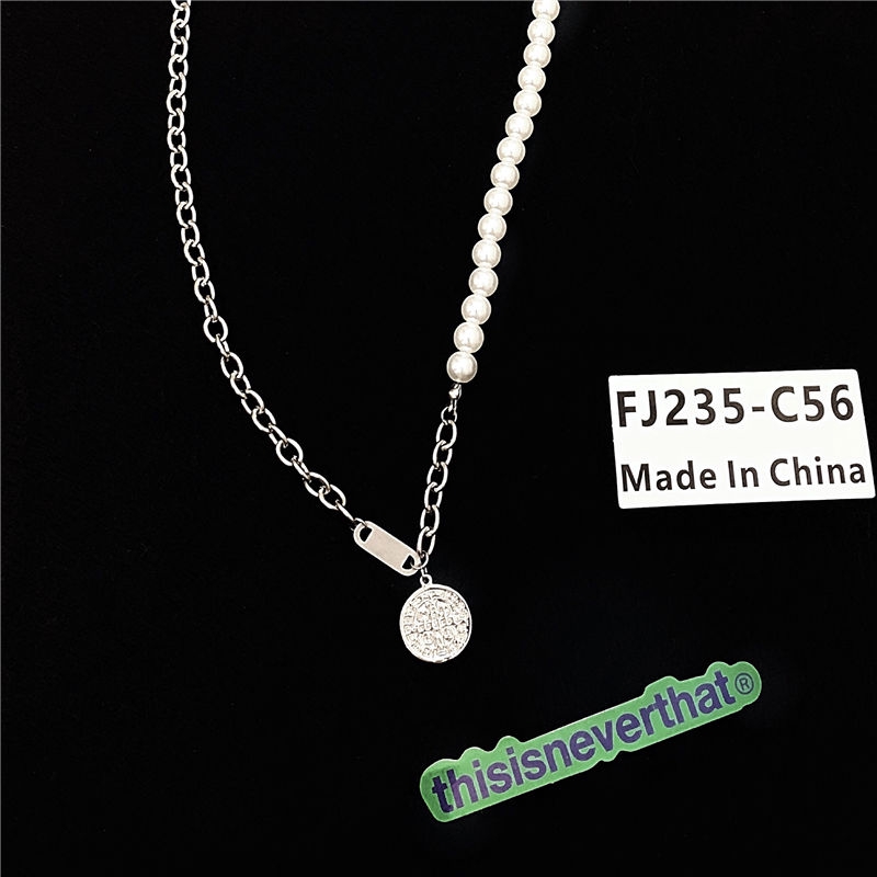 Dây chuyền mặt tròn đính ngọc trai giả phong cách Hàn Quốc 22462 dành cho nam và nữ