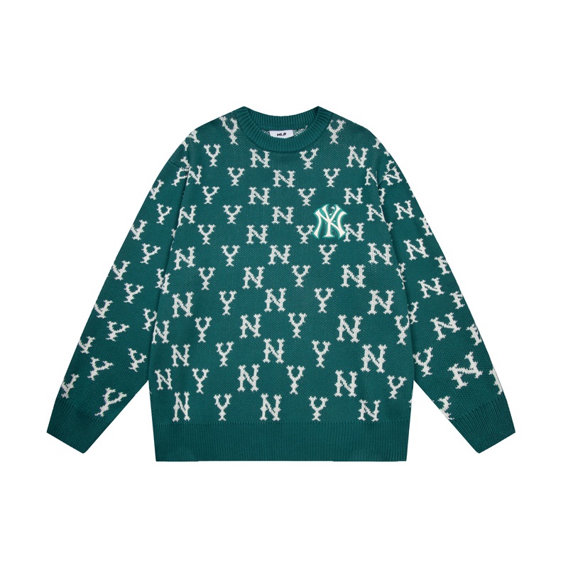 ❤❀  ❤ Mlb Áo Sweater Dệt Kim Tay Dài Cổ Tròn Thêu Chữ NY Cá Tính
