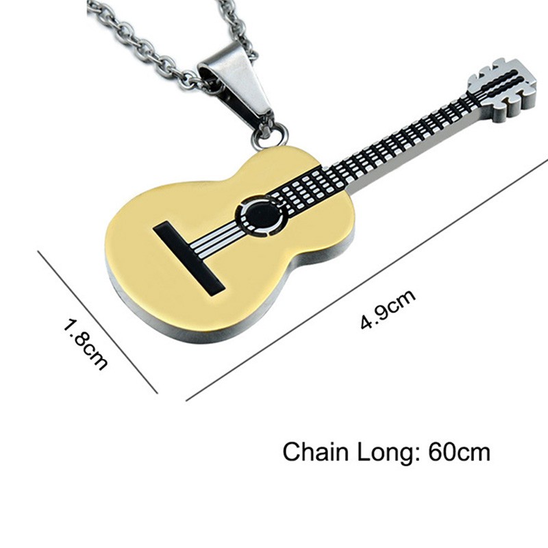 Móc khóa mặt hình đàn Guitar bằng thép không gỉ độc đáo cho nam nữ