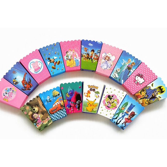 Bộ 6 hộp đựng bắp rang thiết kế in hình kỳ lân/frozen/mickey/minnie/ngựa/người nhện cho trẻ em