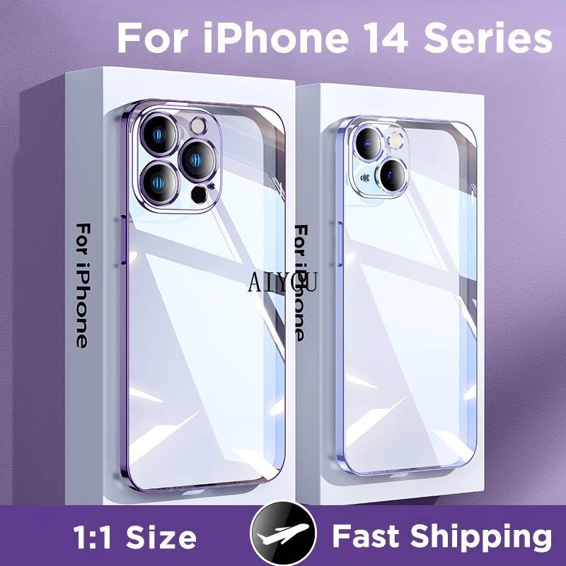 Ốp for iphone 14 Pro Max - ôp Lưng Trong Dẻo Viền Vuông Mạ Màu dành cho for Ip 8plus/7plus/X/Xs Max/11/1