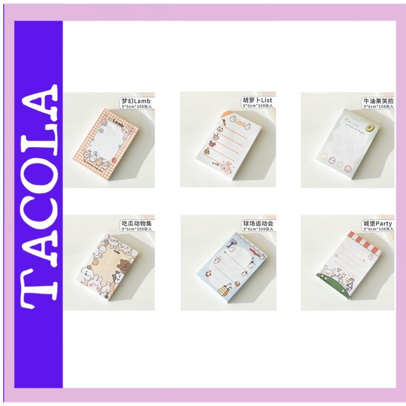 Giấy ghi chú hoạt hình TACOLA, giấy note 80 tờ nhiều mẫu dễ thương N03