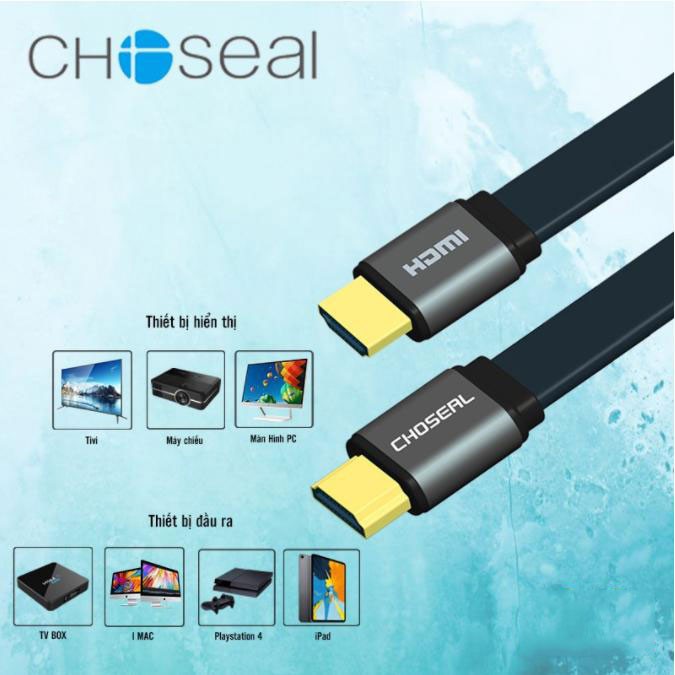 Dây cáp cao cấp HDMI CHOSEAL dẹt 1.5m, 3m hỗ trợ full HD, 3D, 4K