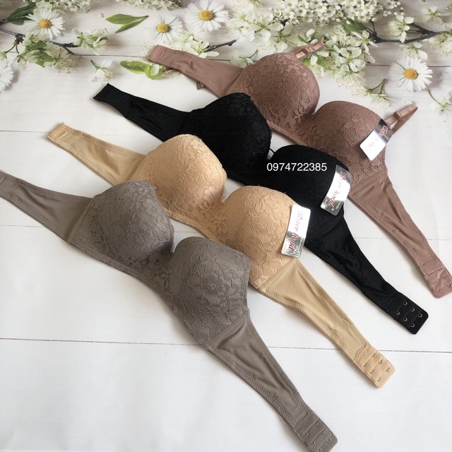 Áo ngực không gọng mút mỏng Sisterhood 7306 ren mềm nâng ngực size 34 đến size 36 hàng Thái lan