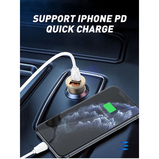 Củ Sạc Nhanh Oto Mazer Infinite.DRIVE SuperMINI USB-C PD30W+USB-A QC3.0 Car Charger