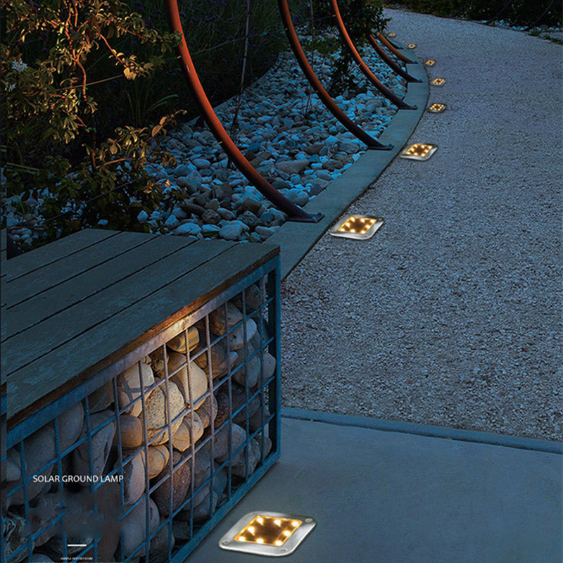 Solar 8 LED Outdoor Light Square Underground Light Waterproof Garden Park Courtyard Path Decorative Inground Lighting