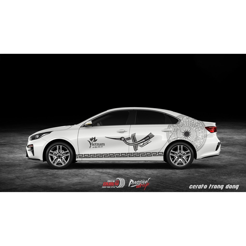 Tem Dán Xe Cerato Trắng Trống Đồng