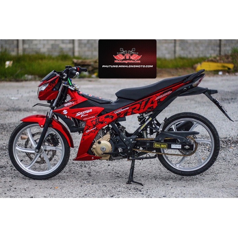 Tem rời satria đỏ đen tem 3 lớp chống bay màu