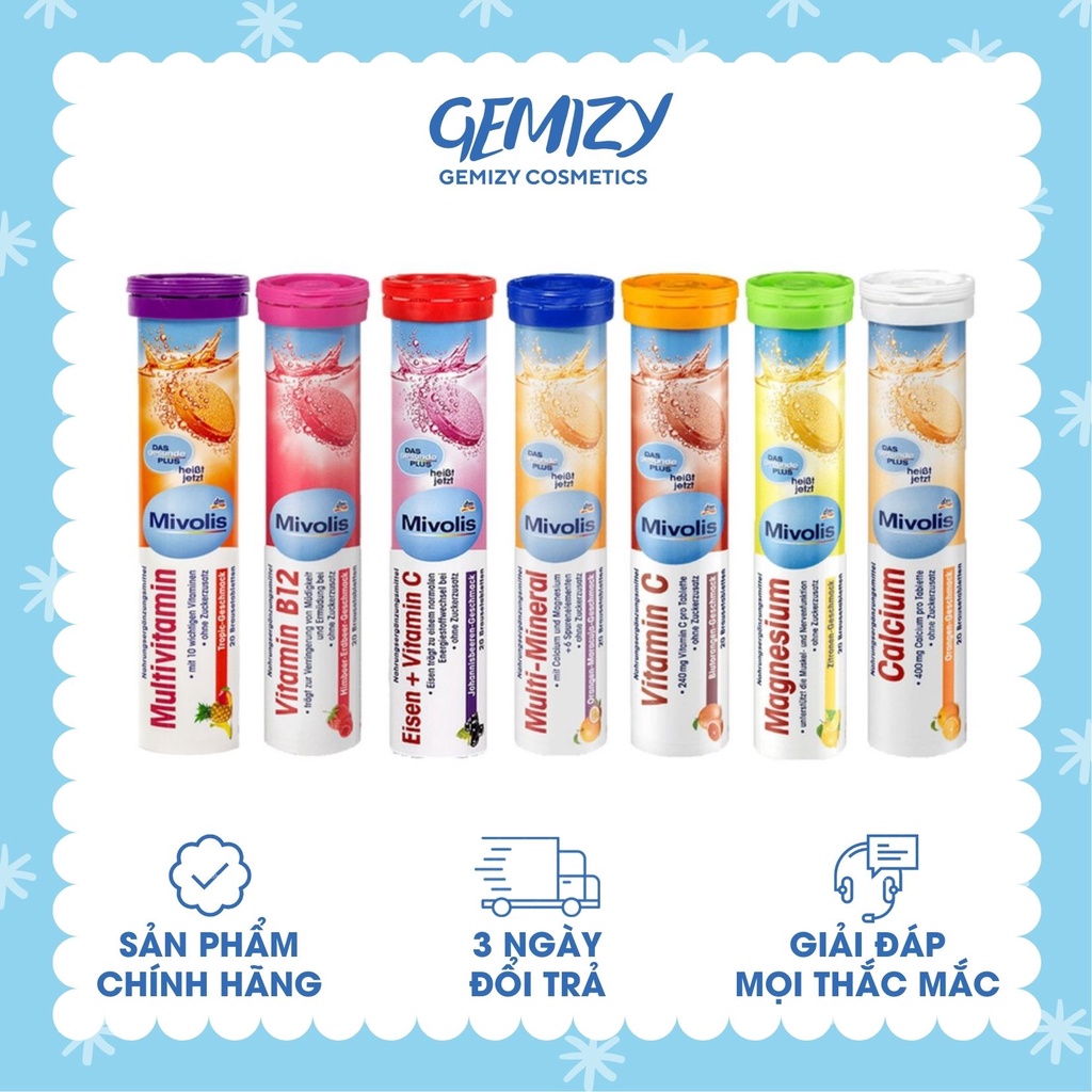 Viên sủi Mivolis Vitamin C Đức ống 20 viên hỗ trợ tăng cường hệ miễn dịch - Gemizy Shop